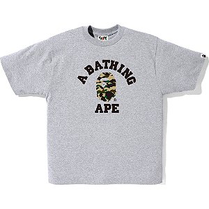 Camiseta Bape 1ST Camo College Mens Grey