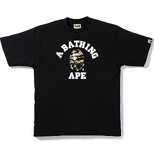 Camiseta Bape 1ST Camo College Mens Black