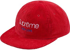 Boné 6-Panel Supreme Waffle Cord Classic Logo - Red