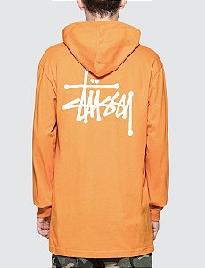 Camiseta Stussy Long Sleeve Hood - Orange