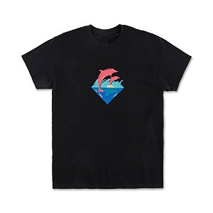 Camiseta Pink Dolphin Waves Sunset - Black