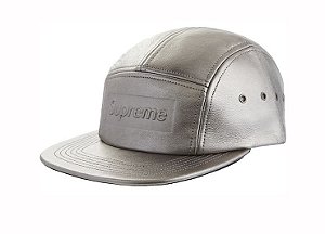 Boné 5-Panel Supreme Pebbled Leather - Metal