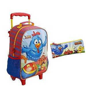 Mochila 14 com Rodinha e estojo Galinha Pintadinha Circo - Xeryus