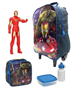 Mochila de Rodinha com Lancheira e Boneco Vingadores - Xeryus