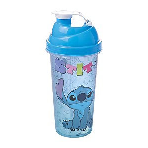 Shakeira de Plástico com Tampa Rosca e Misturador 580 ml Stitch