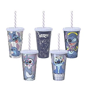 Copo Stitch com Tampa Ludica 500 ml Exclusivo Disney