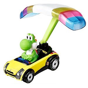 Carrinho Hot Wheels Mario Kart Yoshi Sports Coupê Paraquedas - Mattel