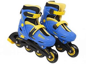 Patins Roller Inline Regulável do 34 ao 37 Azul - Multikids