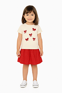 CONJUNTO INFANTIL FEMININO TRICK NICK BLUSA COM SAIA EM COTTON LEVE COM GLITTER