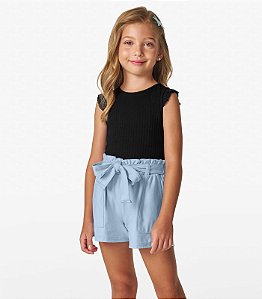SHORTS FEMININO INFANTIL TRICK NICK EM MOLETINHO DENIM