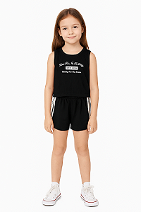CONJUNTO INFANTIL COM REGATA E SHORTS EM RIBANA E MOLETOM