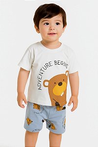 PIJAMA INFANTIL EM MEIA MALHA COM CAMISETA E SHORT