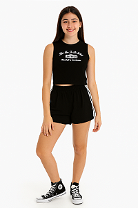 CONJUNTO INFANTIL COM REGATA E SHORTS EM RIBANA 2X1 E MOLETOM