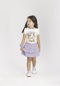 CONJUNTO INFANTIL MENINA COM SHORTS SAIA E BLUSA ESTAMPADA