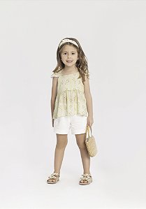 CONJUNTO INFANTIL MENINA COM BLUSA DE ALÇAS E SHORTS
