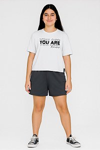 CONJUNTO INFANTIL EM MEIA MALHA PENTEADA E MALHA DIAGONAL COM ESTAMPA FLOCADA