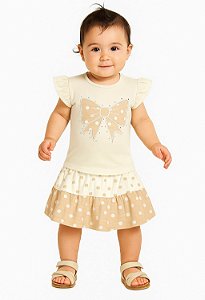 CONJUNTO M.COTTON SOFT/M.NIKKO MB DOCE BEGE  MENINA