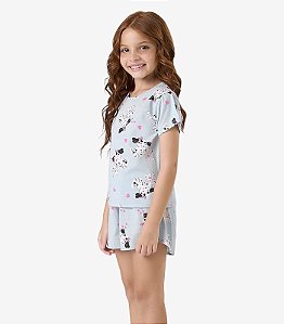 PIJAMA INFANTIL EM MEIA MALHA COM ESTAMPA DIVERTIDA MENINA