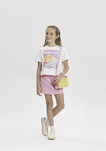 BLUSA INFANTIL MENINA DE MANGAS CURTAS COM TORÇÃO POSTERIOR