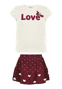 CONJUNTO INFANTIL MENINA COM SHORTS SAIA E BLUSA BORDADA