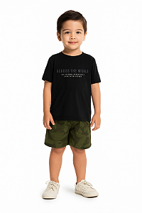 CONJUNTO MENINO COM CAMISETA E BERMUDA EM MOLETOM ESTAMPADO
