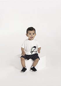 CONJUNTO INFANTIL MENINO COM CAMISETA E BERMUDA GRID