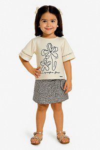 CONJUNTO INFANTIL MENINA BLUSA E SHORTS SAIA TRANSPASSADO TAM 03