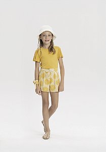 CONJUNTO MENINA COM BLUSA DE ALÇAS ESTAMPADA E SHORTS TAM 6
