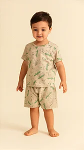 PIJAMA INFANTIL EM MEIA MALHA COM ESTAMPA DIVERTIDA