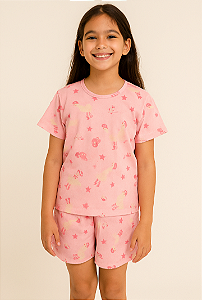 PIJAMA INFANTIL EM MEIA MALHA COM ESTAMPA DIVERTIDA TAM 10