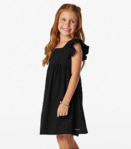 VESTIDO CURTO EM COTTON GLITTER COM LASTEX E MANGAS PRINCESA
