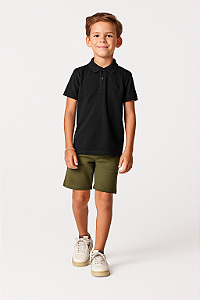 CAMISA POLO INFANTIL EM PIQUE DUPLO – PRETA TAM 12