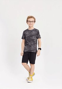 CONJUNTO MENINO INFANTIL COM CAMISETA ESTAMPADA E BERMUDA