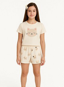 PIJAMA MENINA INFANTIL EM MEIA MALHA COM ESTAMPA DIVERTIDA BRILHA NO ESCURO