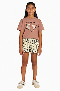 CONJUNTO INFANTIL FEMININO EM MEIA MALHA MALHÃO FRUIT COM STRASS