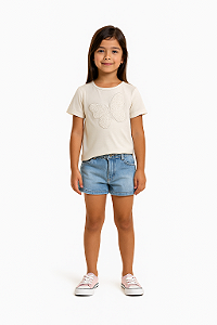 BLUSA INFANTIL FEMININA TRICK NICK EM COTTON LEVE COM APLIQUE BORDADO