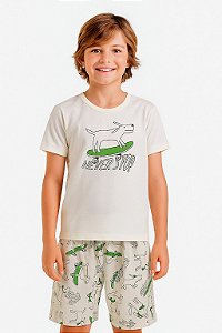 PIJAMA INFANTIL MASCULINO COM ESTAMPA DE CACHORRO (BRILHA ESCURO)