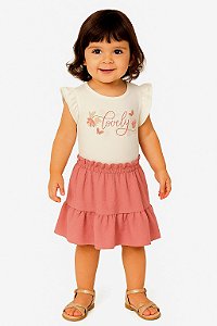 CONJUNTO BODY EM COTTON E SAIA EM MALHA TEXTURIZADA AMÁVEL