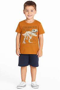 Camiseta Infantil em Meia Malha com Estampa Dinossauro