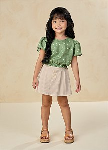 Conjunto Infantil em Piquet com Blusa e Short Saia