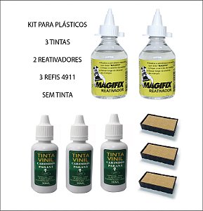 Kit 3 Tintas Vinil, 2 Reativadores Magifix e 3 refis 4911 TYPO sem tinta