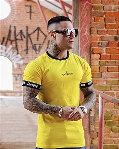 camiseta masculina amarela manga curta santoyo