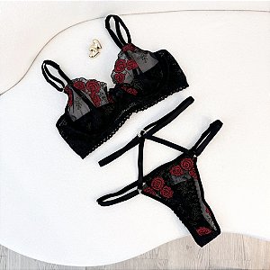 Conjunto Virgínia - Preto floral