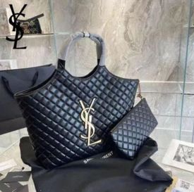 Bolsa YSL Maxi Bag Preta Luxo com Logo