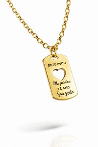 Colar Pingente Coração Dourado Sentimentos