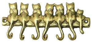 Cabide Porta Chaves Gatinhos Em Bronze Decoração Gancho Pendurador