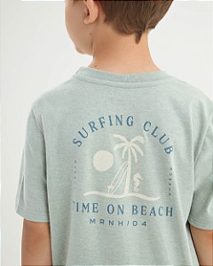Camiseta Onda Marinha Flamê Logo Bordado e Estampa Infantil - 4 ao 10