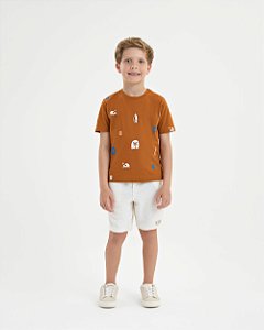 Conjunto Onda Marinha Infantil Camiseta Algodão e Bermuda Moletom - 4 ao 10
