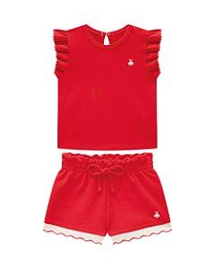 Conjunto Somnii Blusa Babado Logo Bordado e Shorts Moletom 1 ao 3