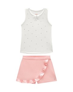 Conjunto Somnii Regata Strass e Shorts Saia Babado Infantil 1 ao 3